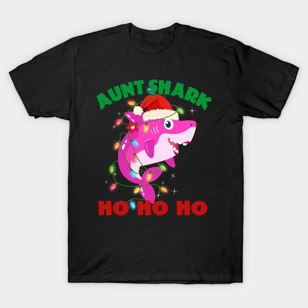 Aunt Shark Ho Ho Ho Christmas T-Shirt by mckinney